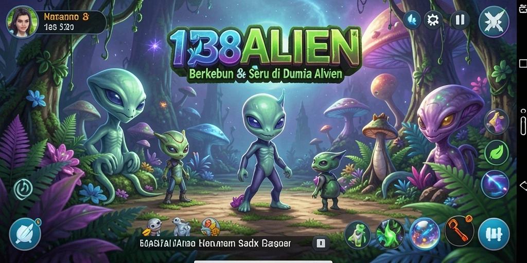 Screenshot gameplay 138ALIEN menampilkan kebun alien yang indah.