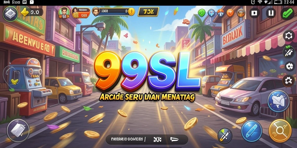 Tampilan gameplay seru dari permainan Arcade 99SL yang menantang.