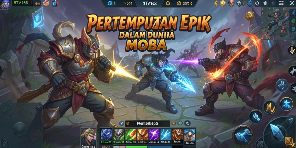 Screenshot gameplay BTV168 menampilkan pertempuran seru di arena MOBA.