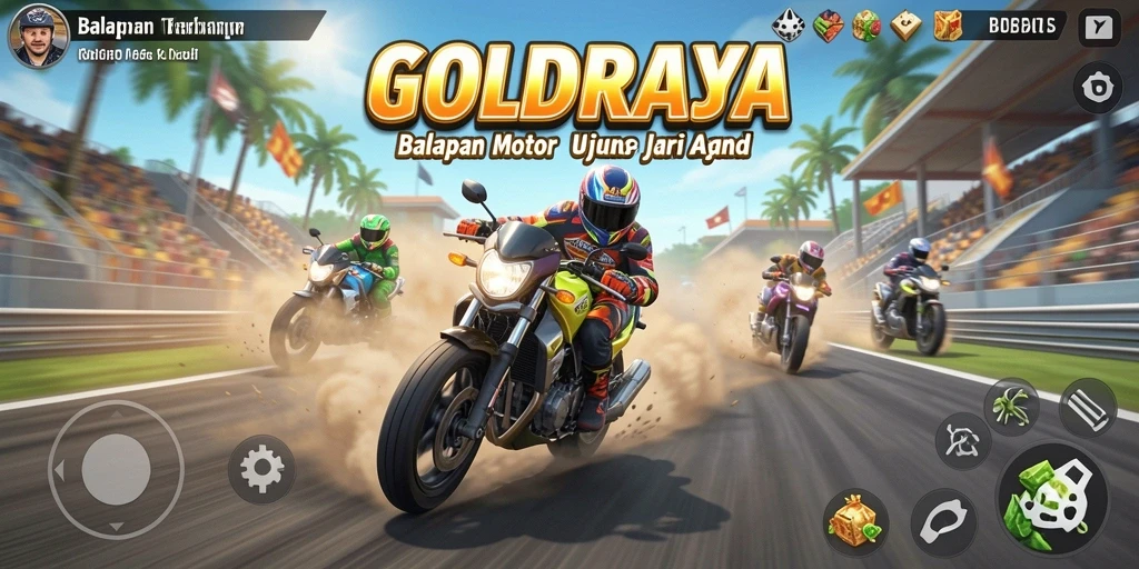 Gameplay seru dengan balapan motor menantang di GOLDRAJA.