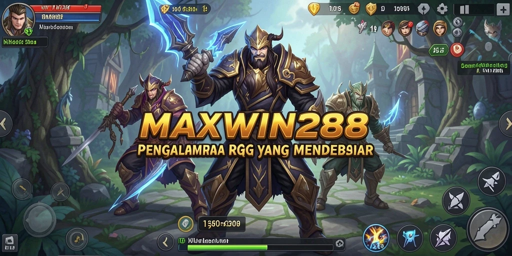 Screenshot gameplay MAXWIN288 yang menunjukkan aksi pertarungan RPG yang epik.