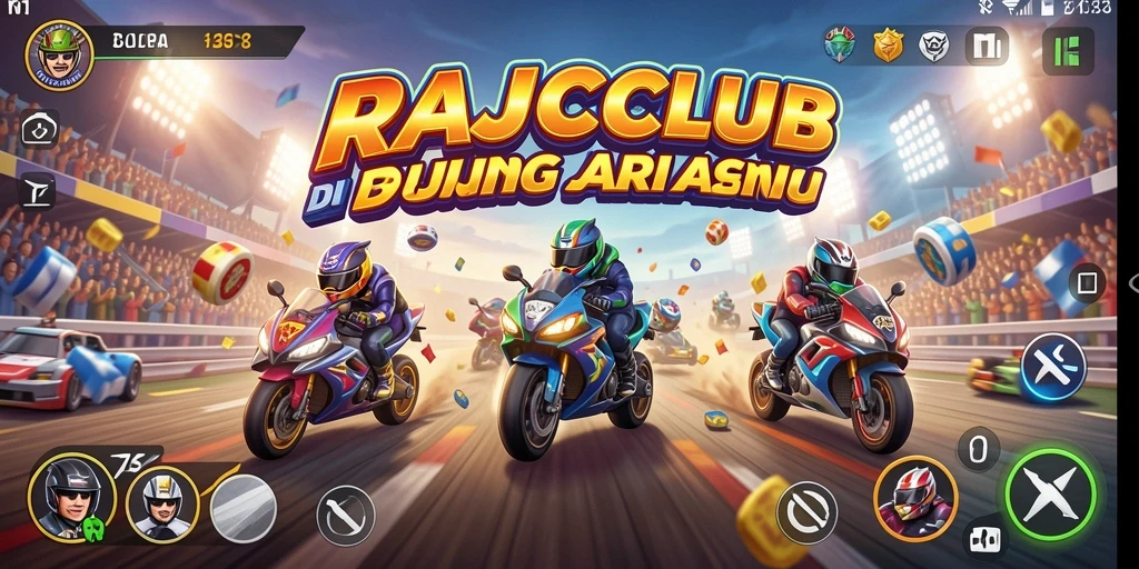 Tangkapan layar gameplay <strong>RAJACLUB</strong> yang menggambarkan aksi balapan seru.